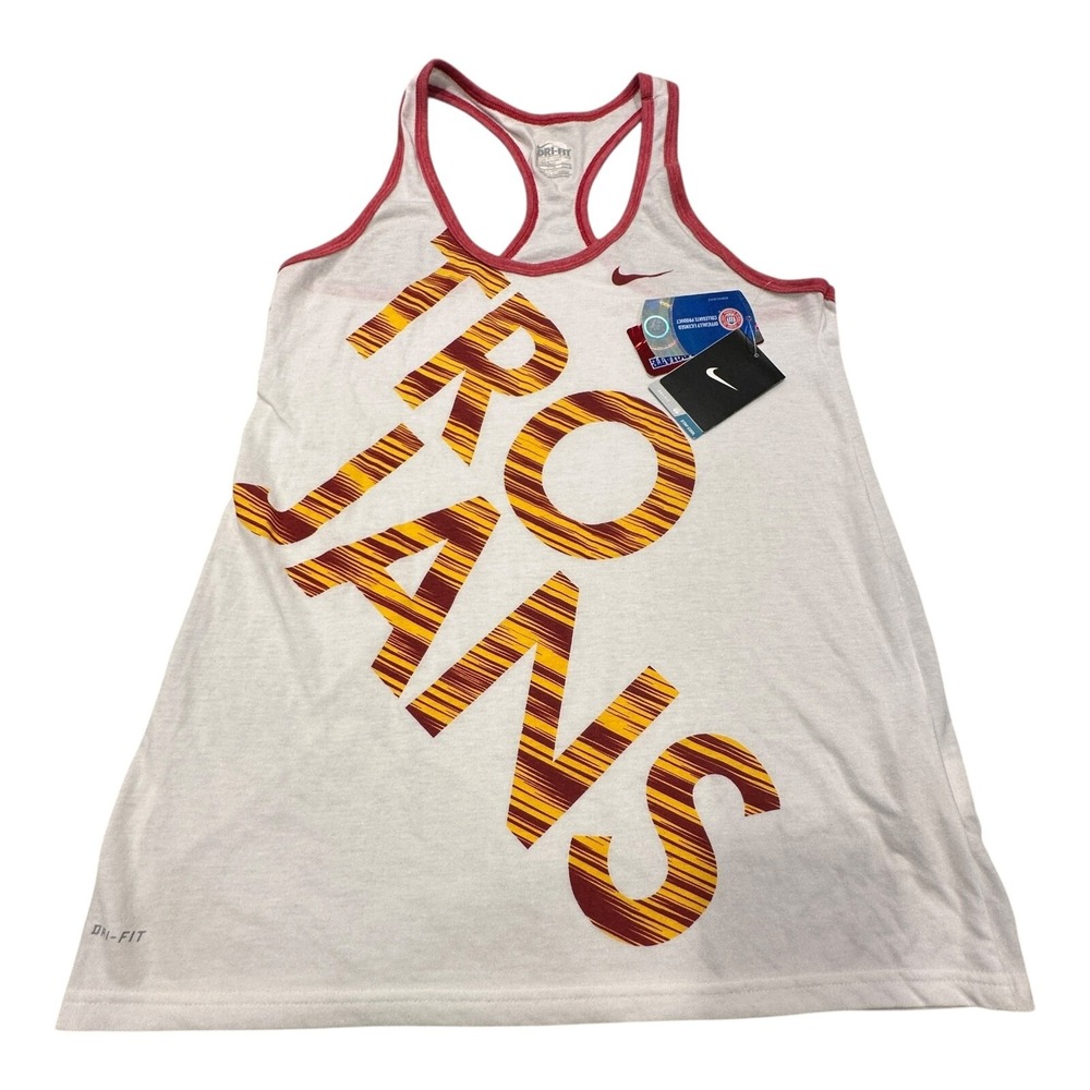 NEW Nike Womens Medium White USC Trojans Warp Tri-Blend Performance‎ Tank Top-B